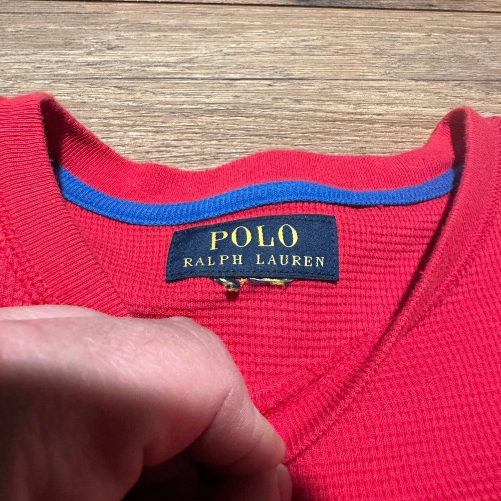 Polo Ralph Lauren Red Waffle Knit Thermal‎ T-Shirt Mens Large